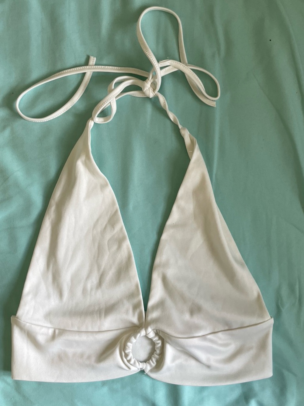 White Halter Ring-Detail Camisole Top